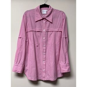 FINLEY Mini Check Fishing Shirt Roll Tab Sleeves, Vented, Sz M